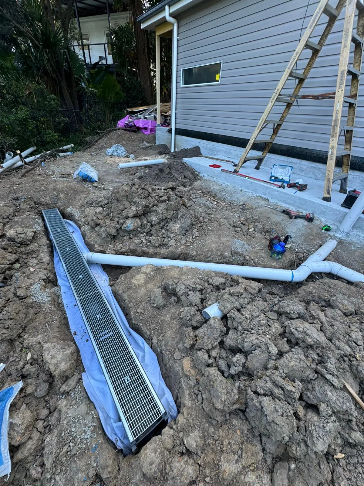 Stormwater level spreader installation by Plumbing Dynamix